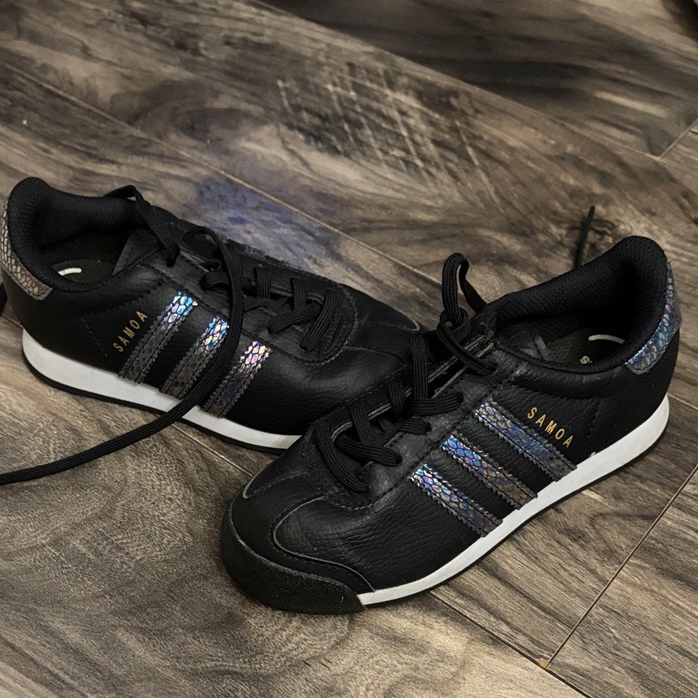 Adidas Samoa Black Sneakers with Iridescent Accents